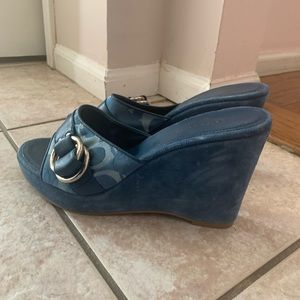 Coach Suede powder blue mule